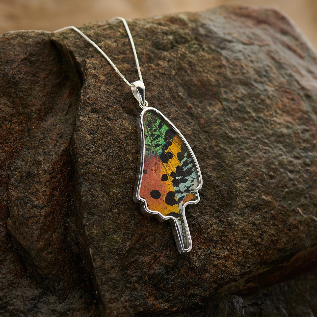 Sunset Moth Fine Silver Pendant