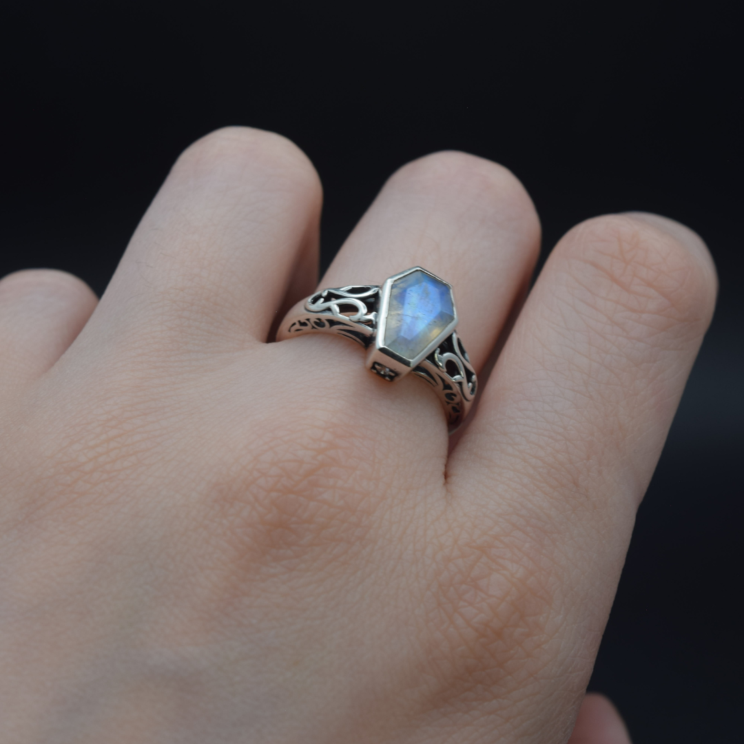 Silvaria Moonstone Coffin Ring