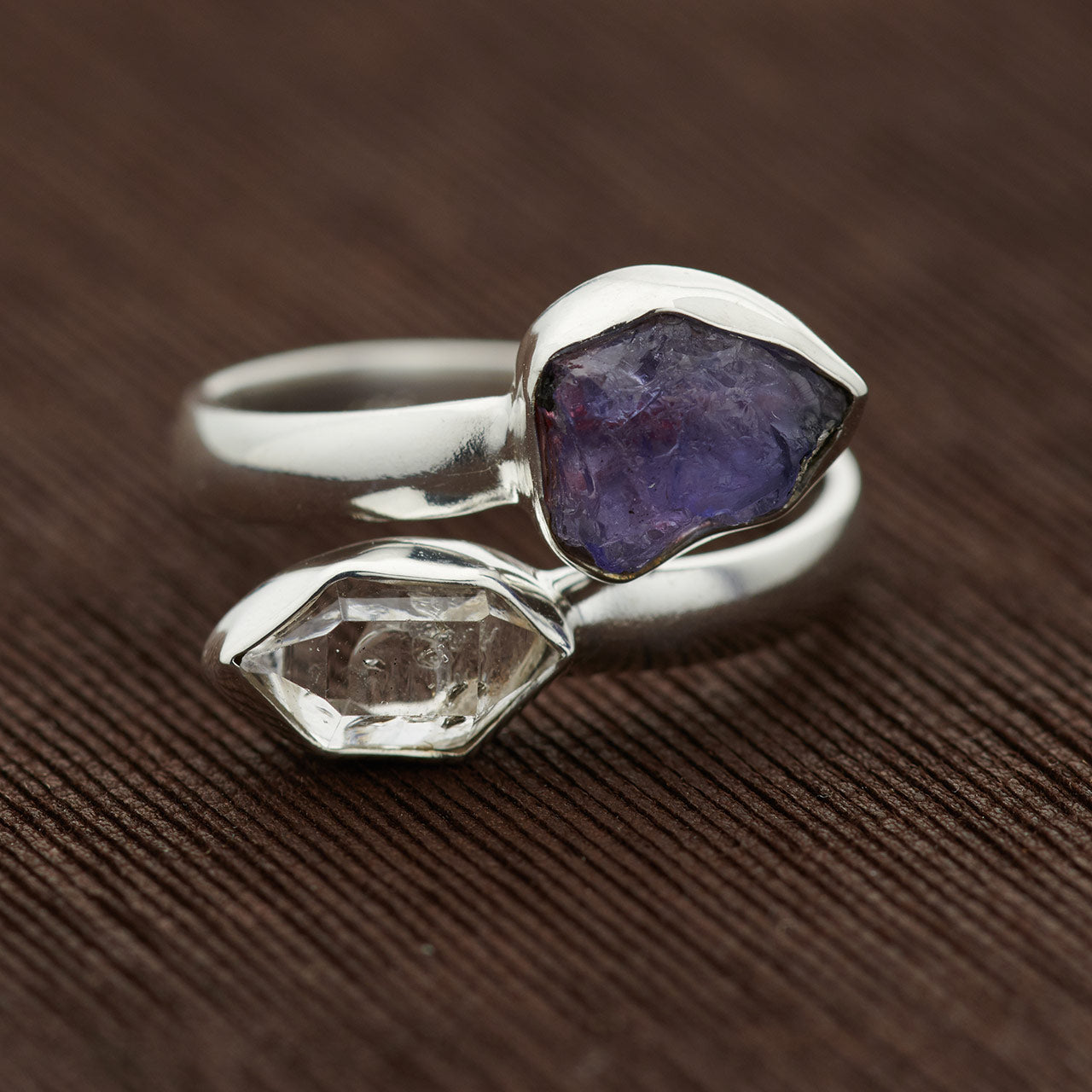 Tanzanite With Herkimer Diamond Sterling Silver Ring