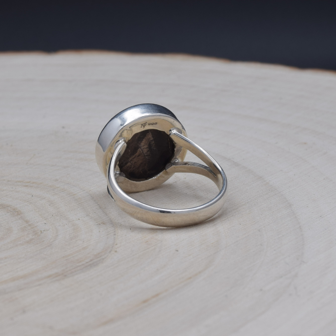 Mexican Bluewing Fine Silver Circle Ring