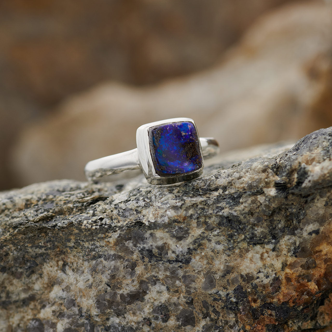 Boulder Opal Sterling Silver Ring