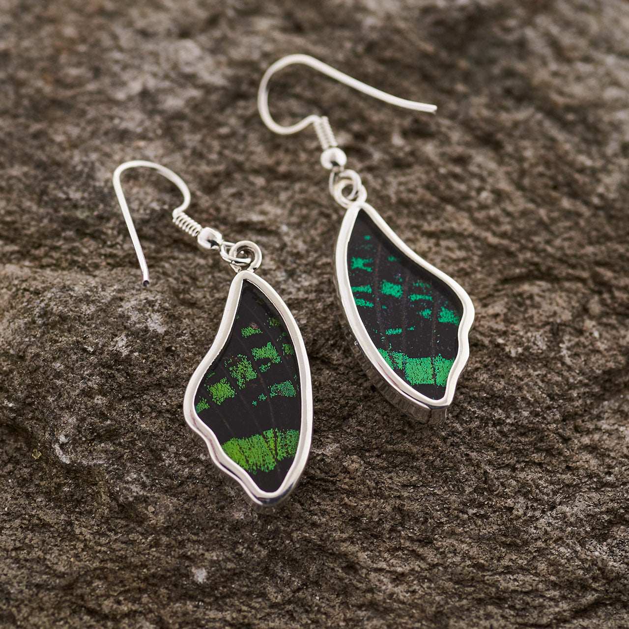 Sunset Moth Fine Silver Full Wing Earrings