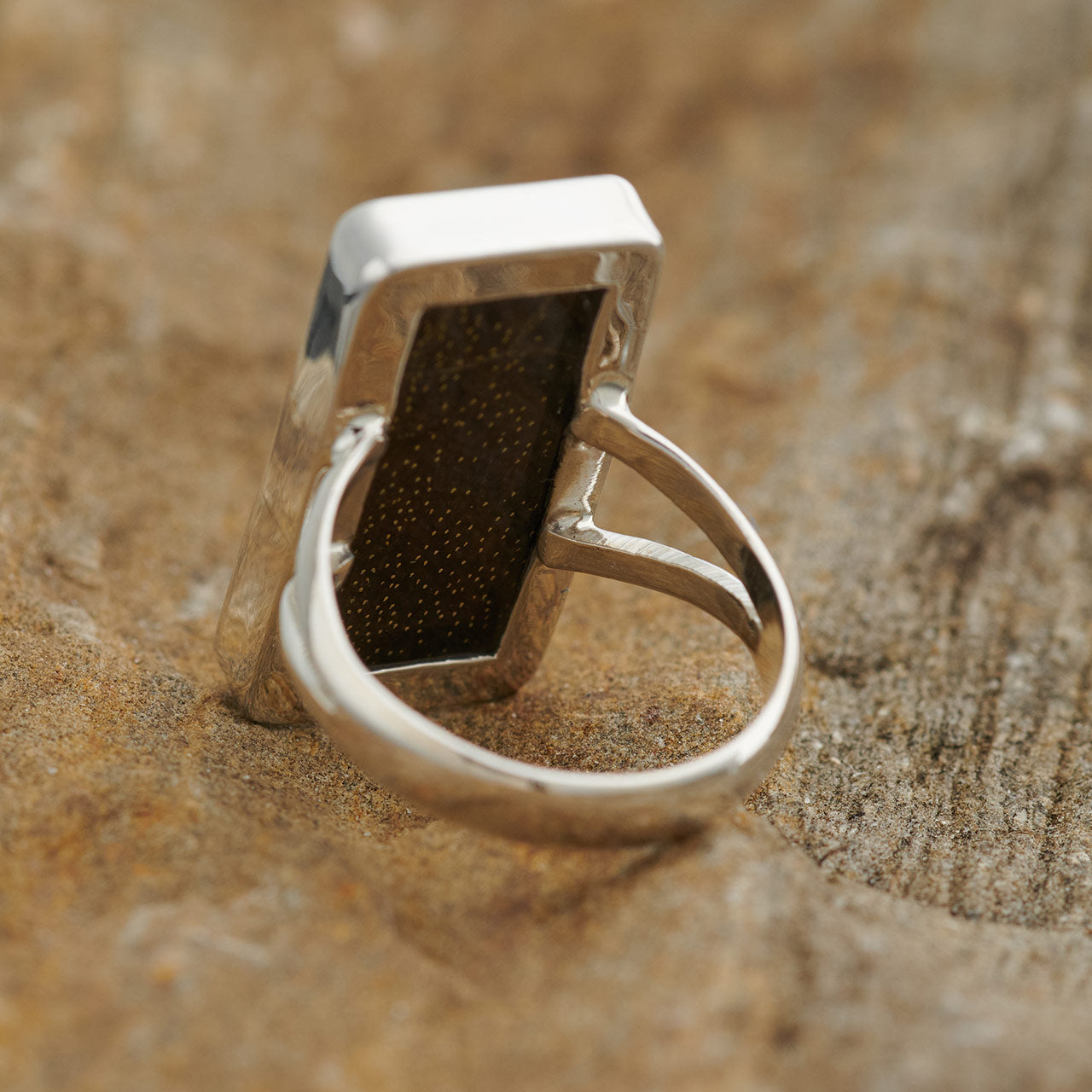 Green Banded Swallowtail Fine Silver Rectangle Ring