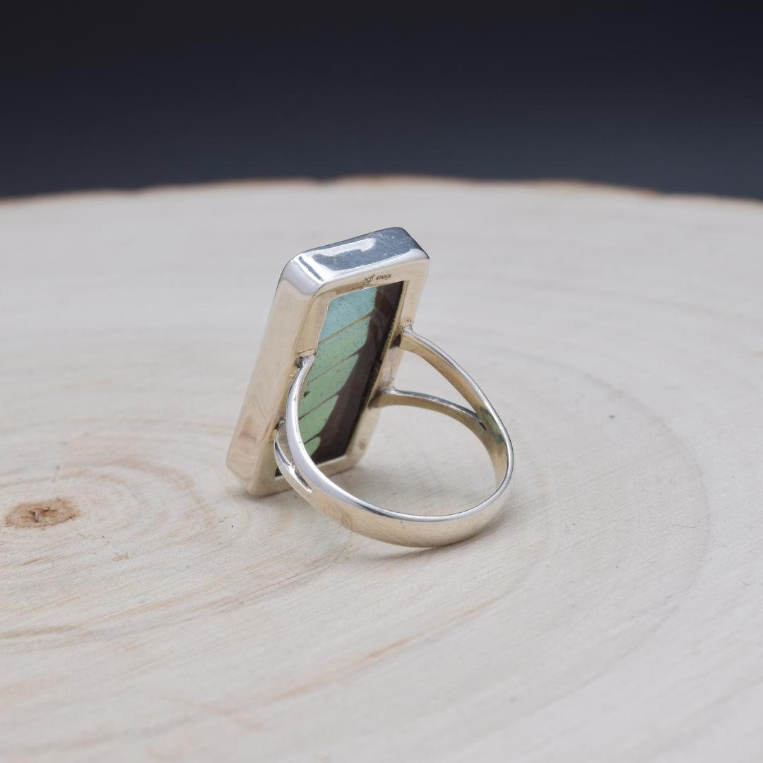 Common Bluebottle Fine Silver Rectangle Ring