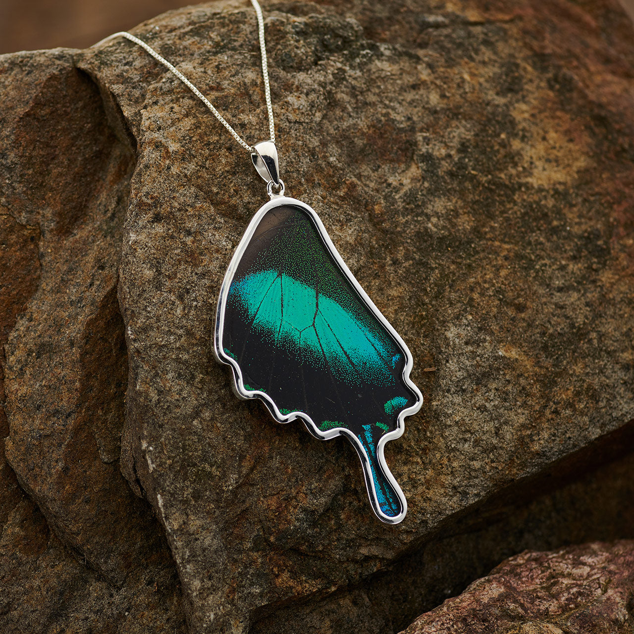 Peacock Swallowtail Sm Hindwing Fine Silver Pendant