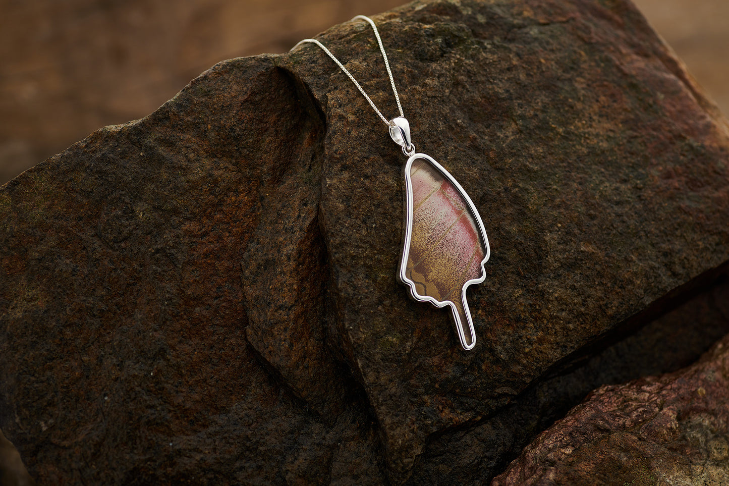 Atlas Moth Full Wing Fine Silver Pendant