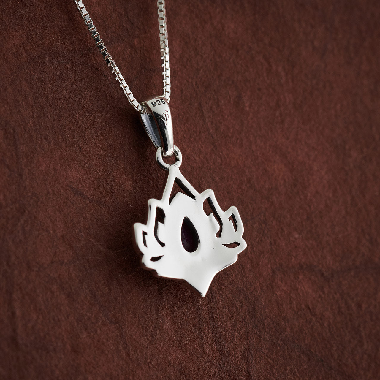 Ruby Sterling Silver Lotus 3.0 Pendant