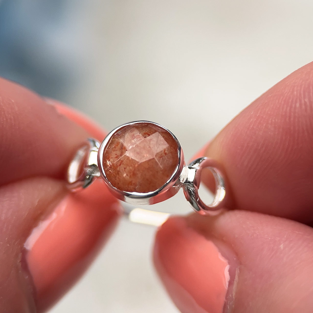 Sunstone Sterling Silver Trinity Ring