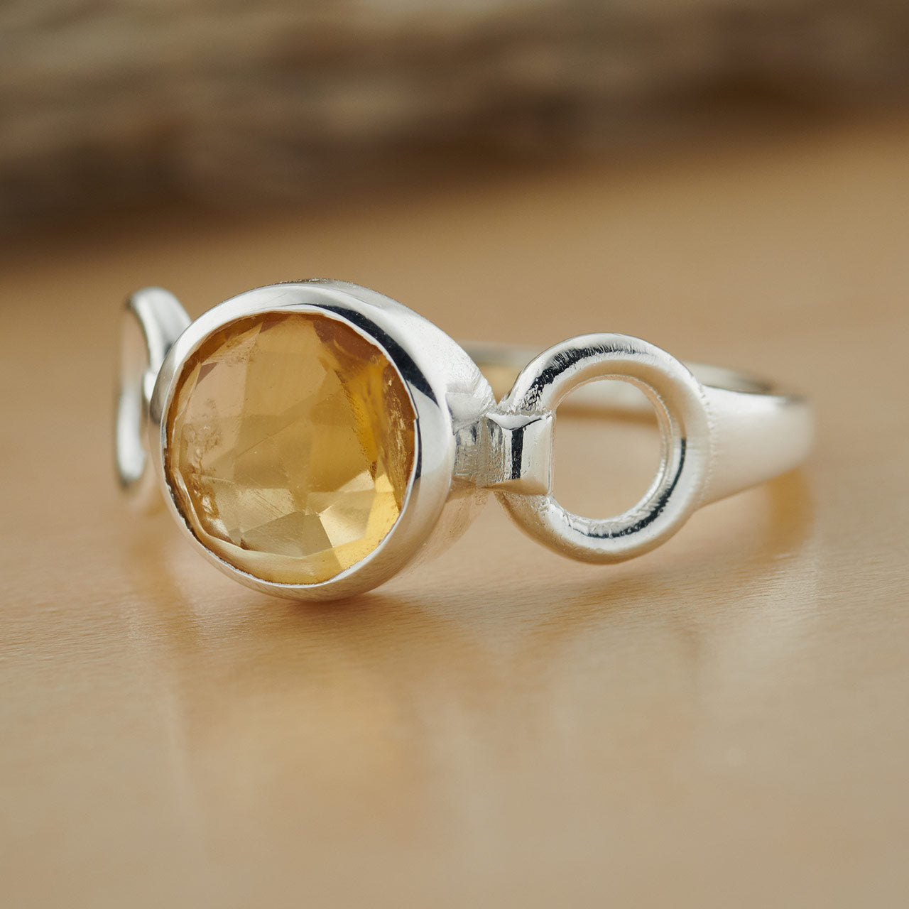 Citrine Sterling Silver Trinity Ring