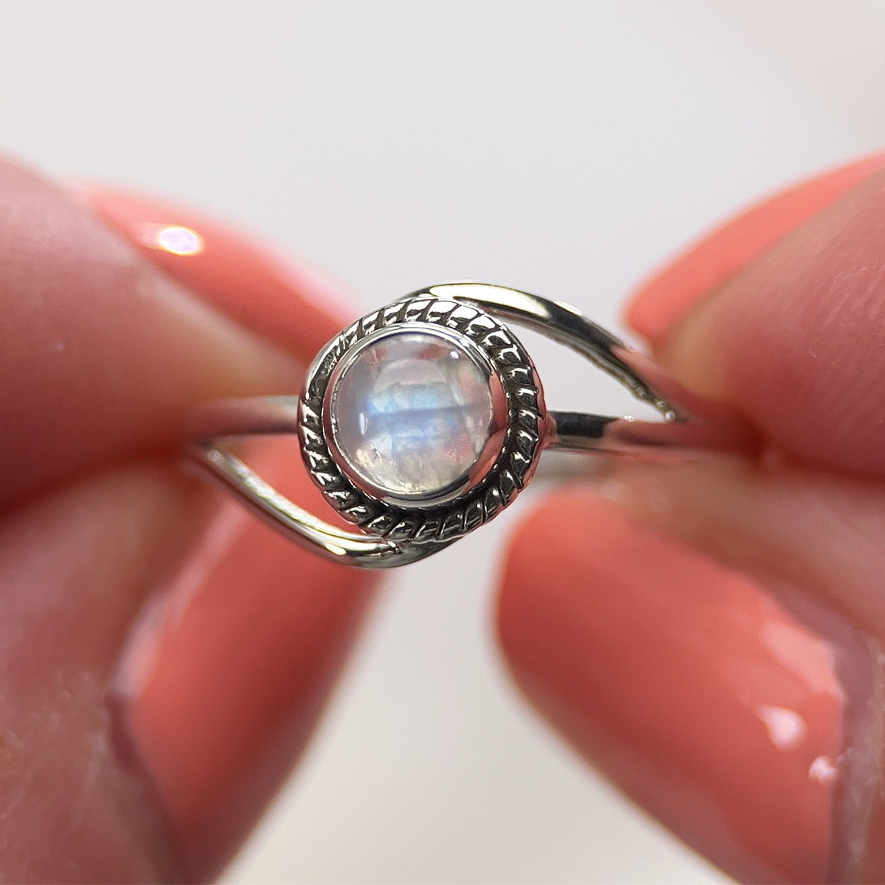 Moonstone Sterling Silver Infinity Ring