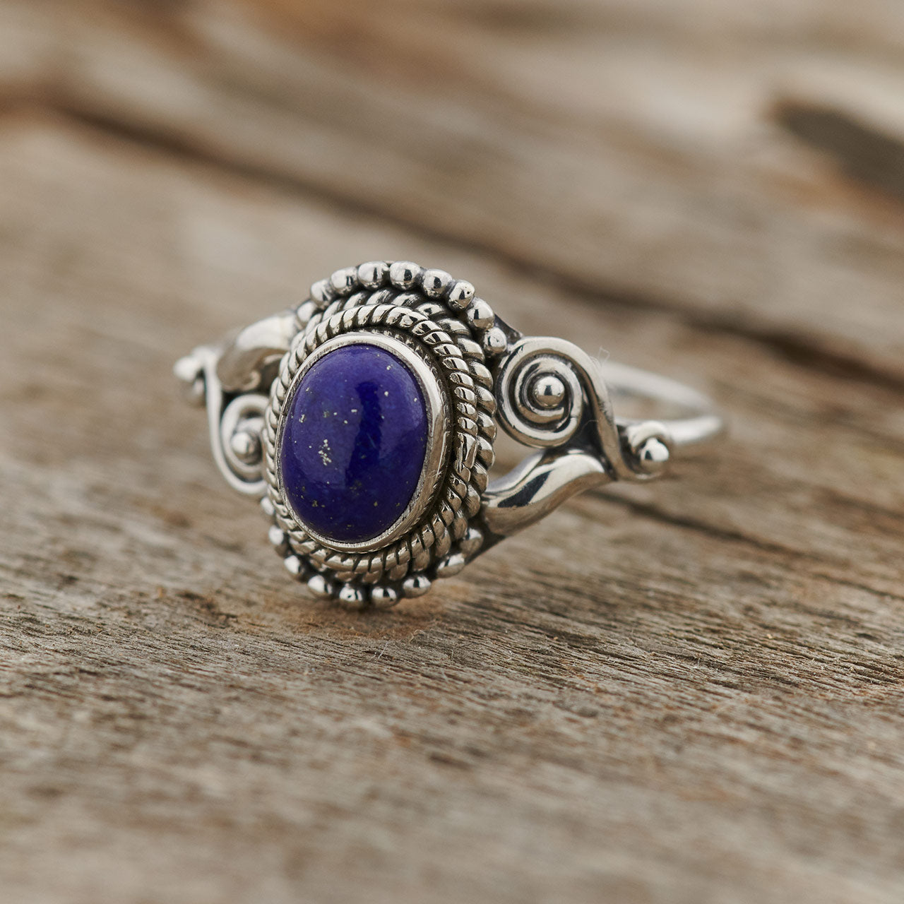 Lapis Sterling Silver Dahlia Ring