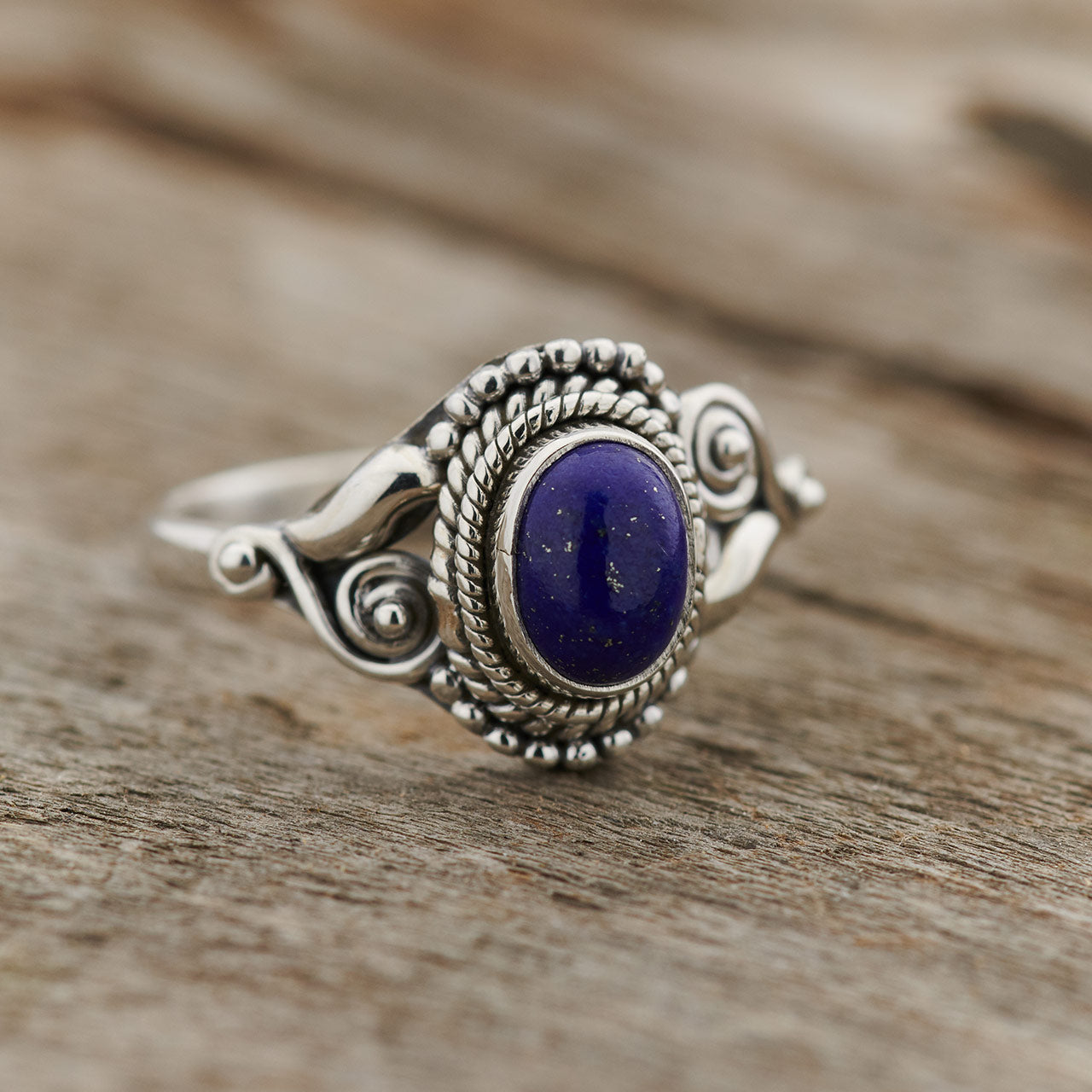 Lapis Sterling Silver Dahlia Ring
