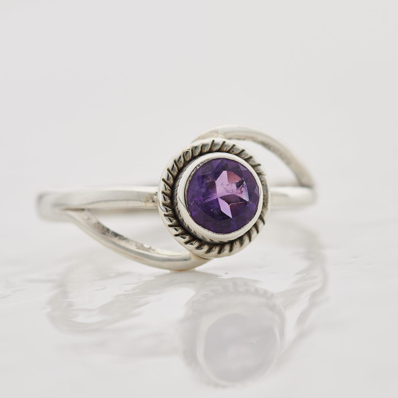 Amethyst Sterling Silver Infinity Ring