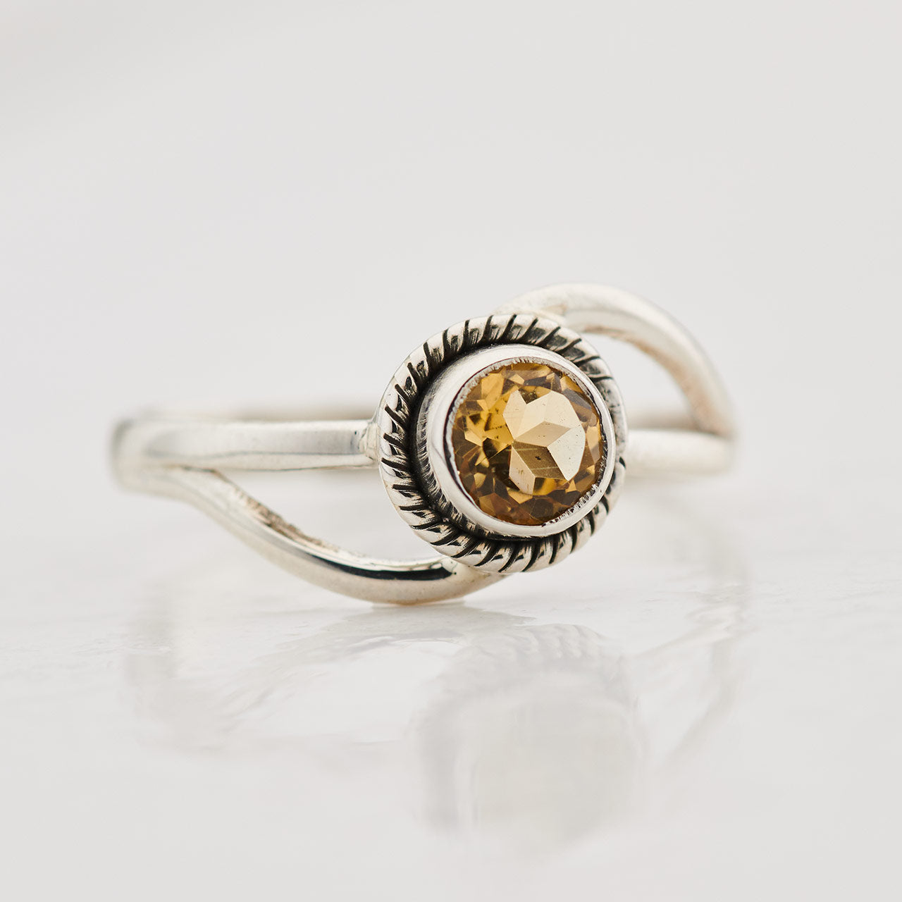 Citrine Sterling Silver Infinity Ring