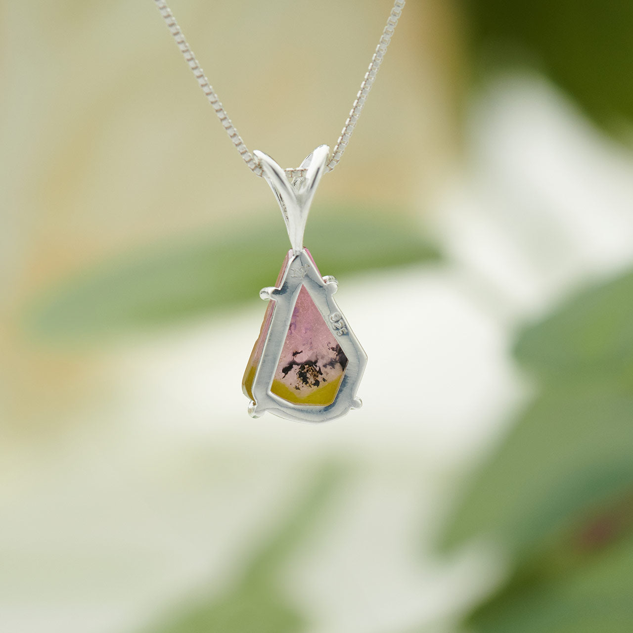 Watermelon Tourmaline Small Sterling Silver Pendant