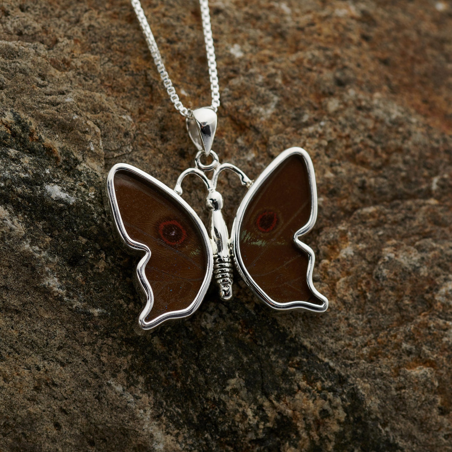 Blue Morpho Fine Silver Pendant
