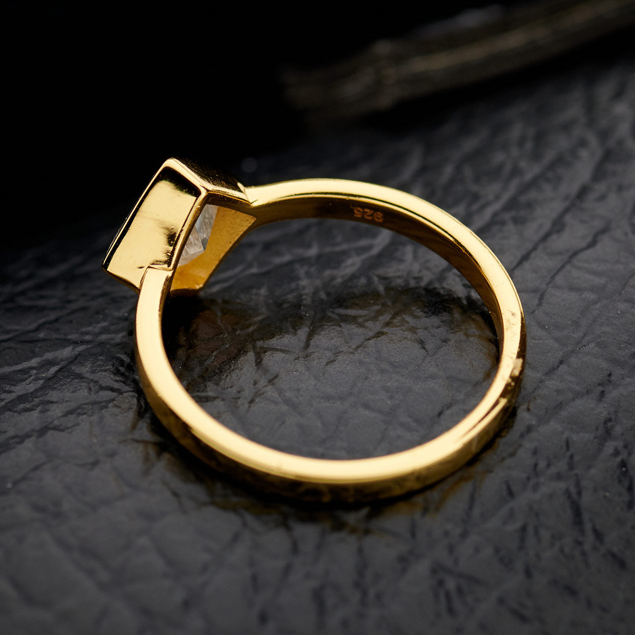 Moonstone 6x6 Everyday Gold Sterling Silver Ring