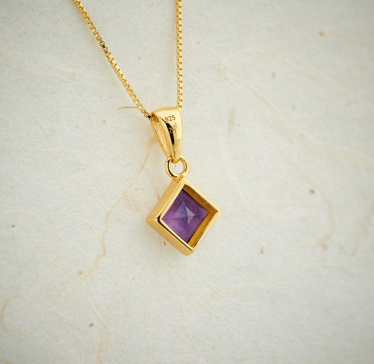 Amethyst 6x6 Everyday Gold Sterling Silver Pendant
