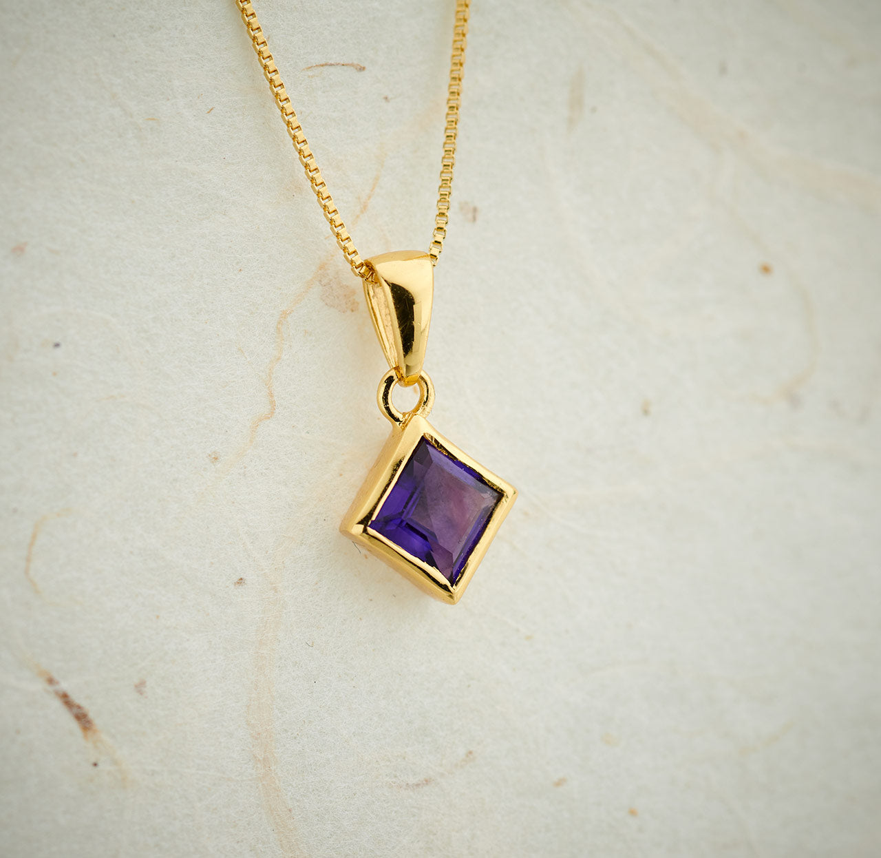 Amethyst 6x6 Everyday Gold Sterling Silver Pendant