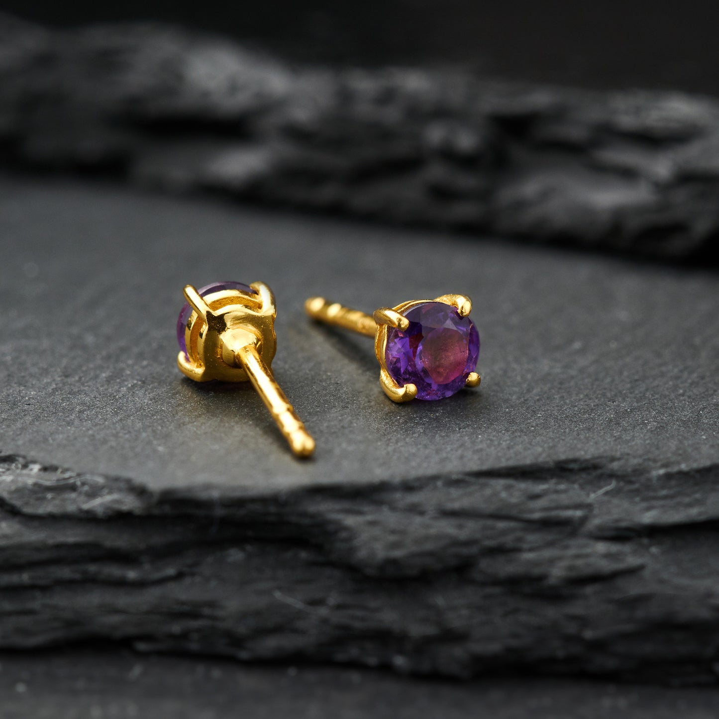 Amethyst Everyday Gold Studs