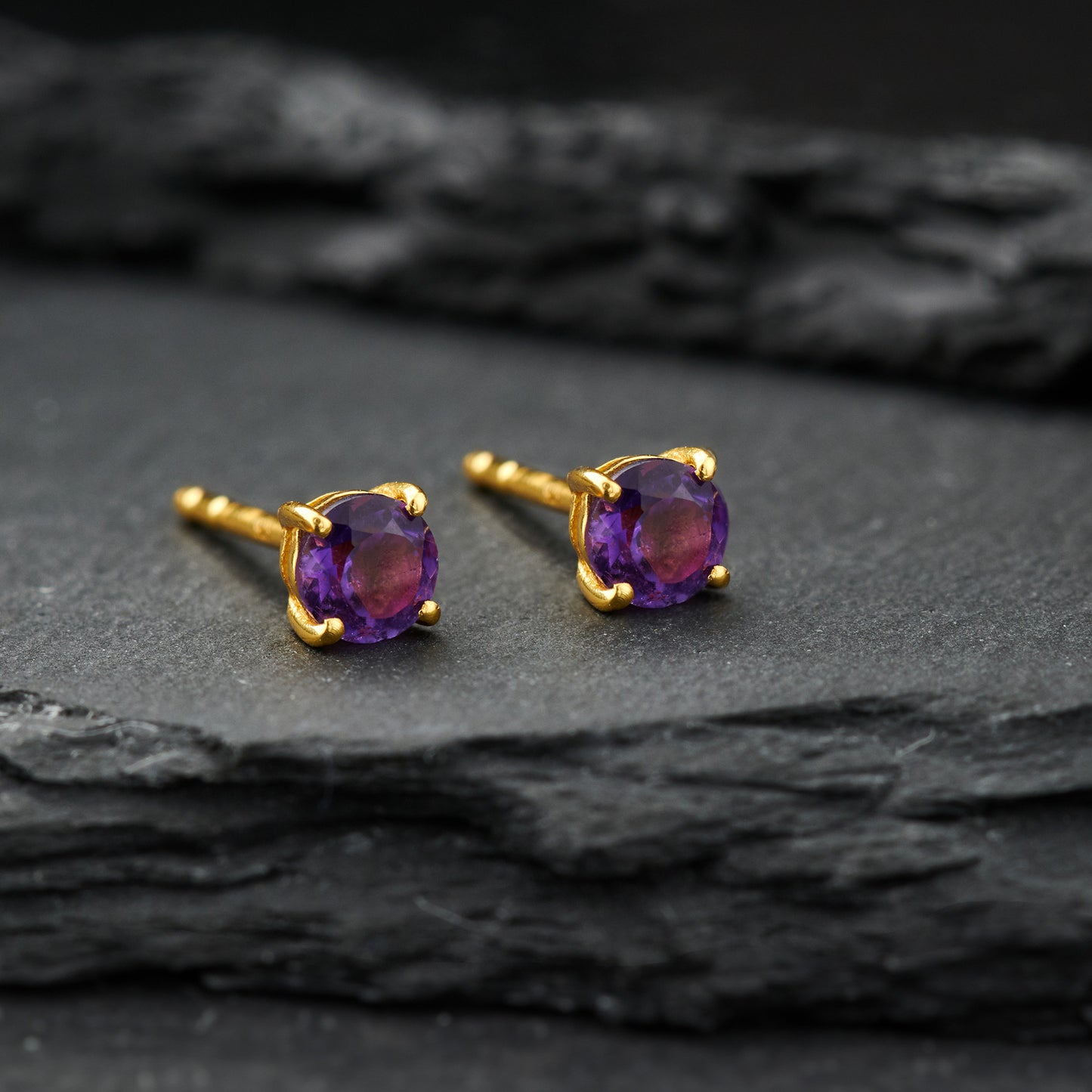 Amethyst Everyday Gold Studs