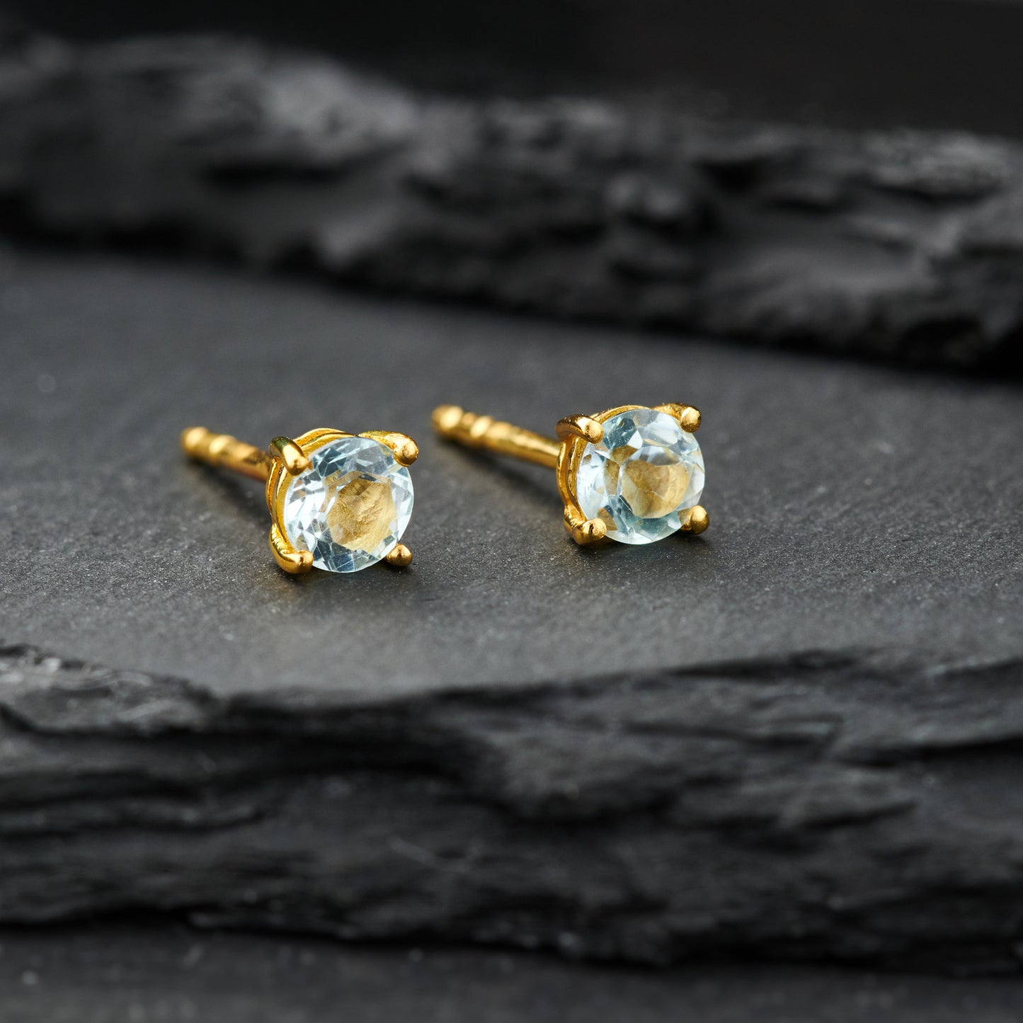 Blue Topaz Everyday Gold Studs