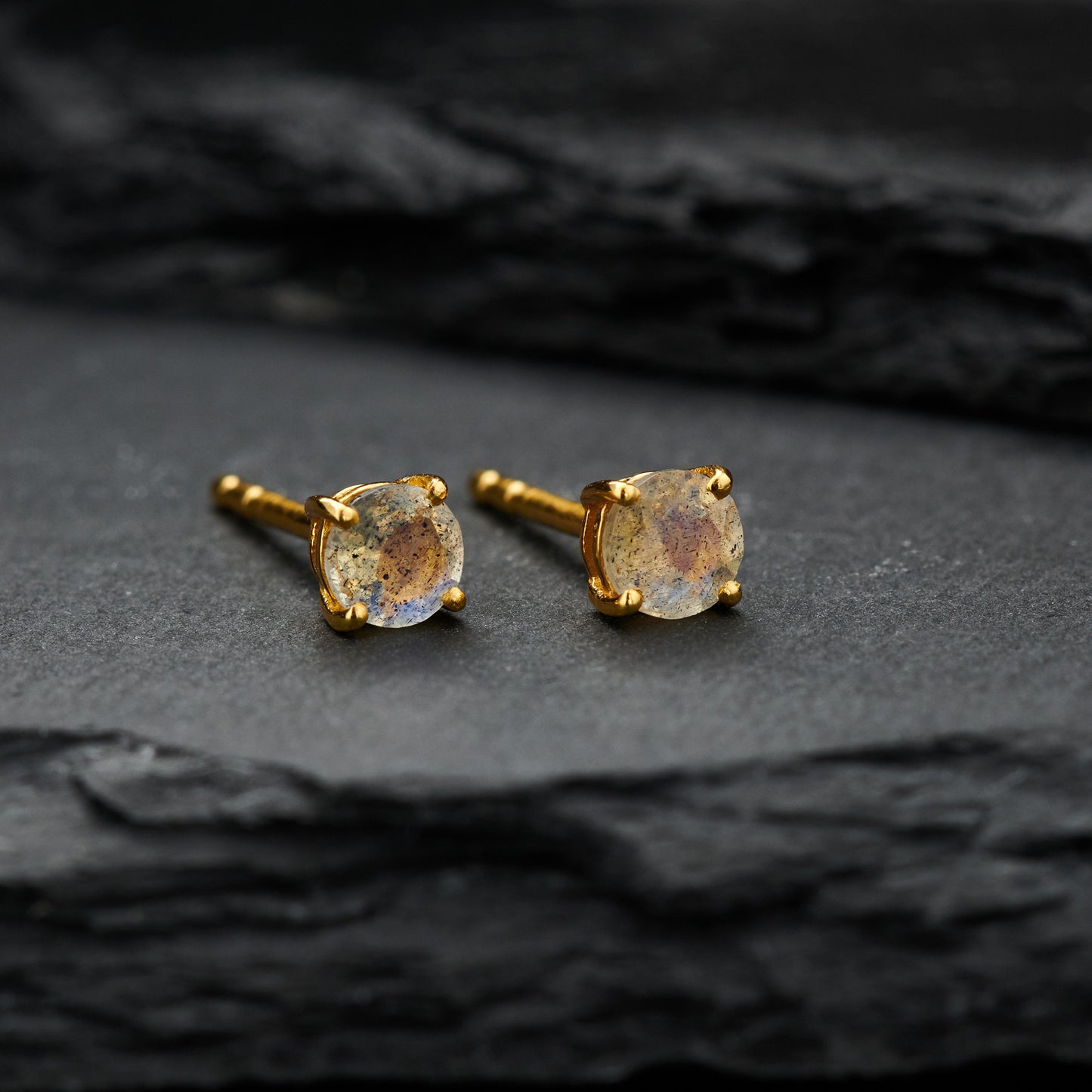 Labradorite Everyday Gold Studs