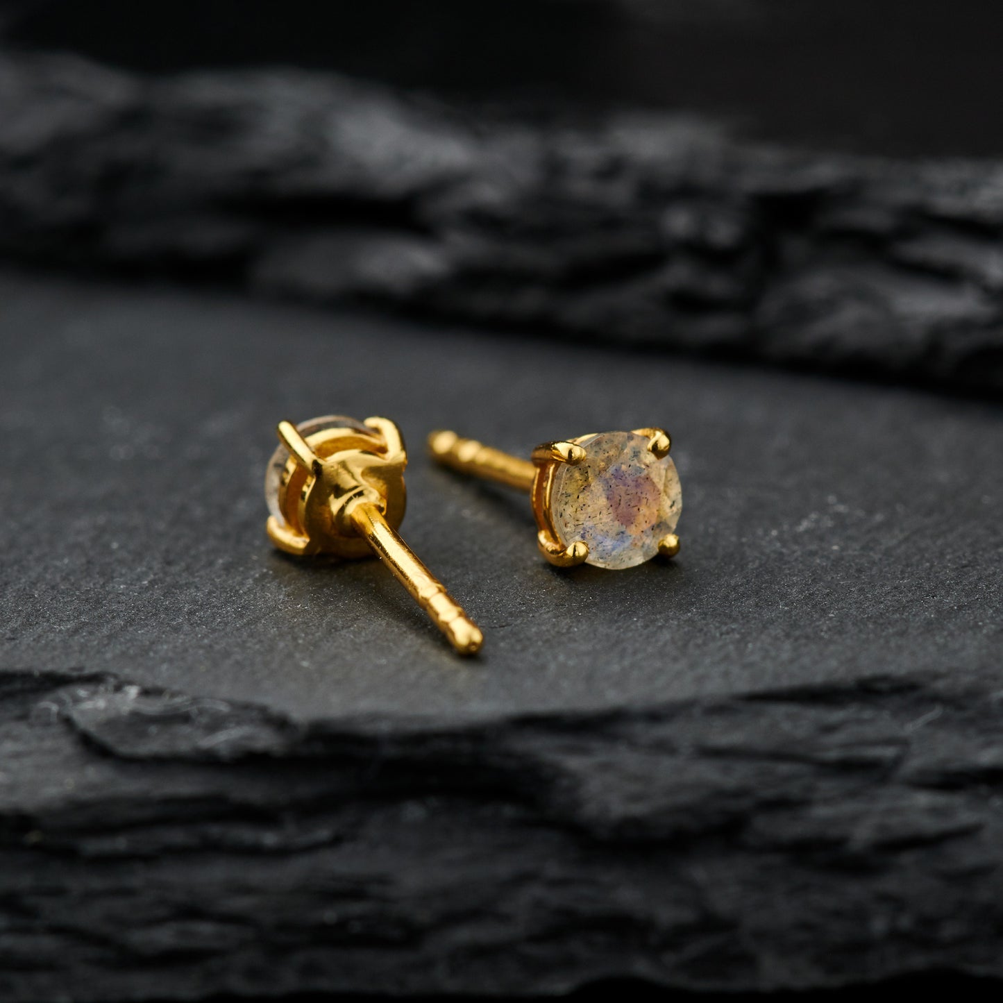 Labradorite Everyday Gold Studs