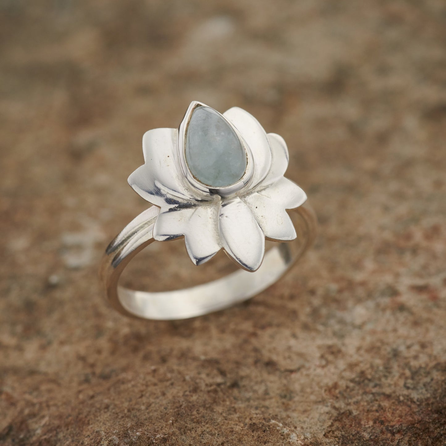 Aquamarine Ring Lotus 2 (50% Off Online Only)