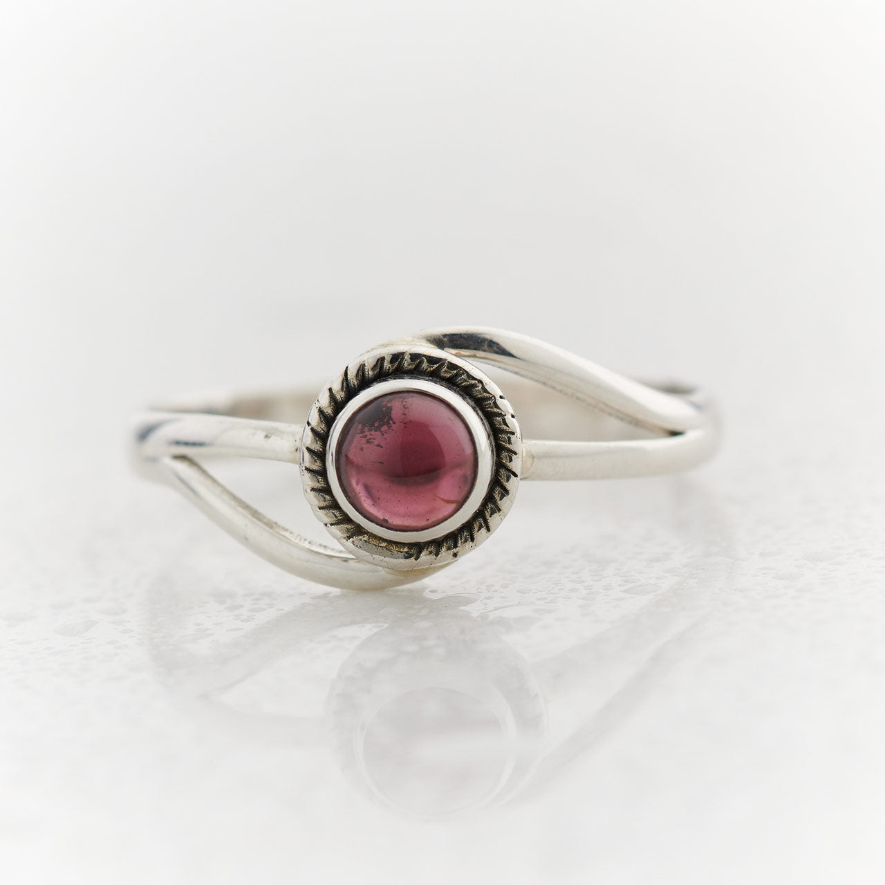 Garnet Sterling Silver Infinity Ring