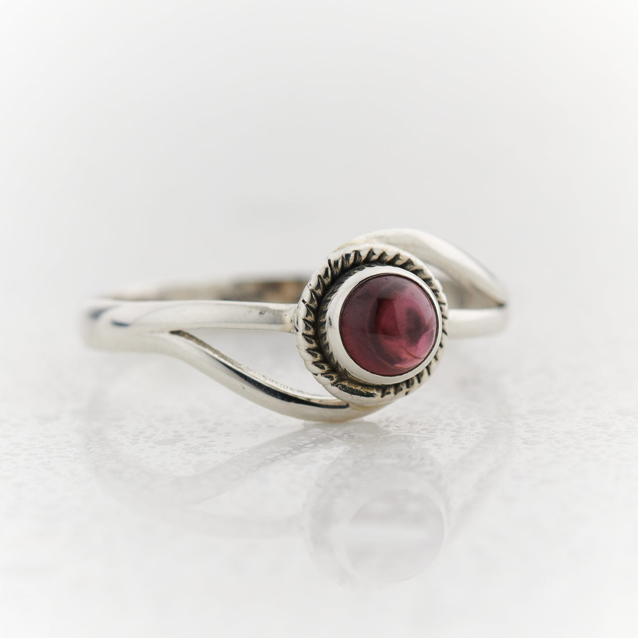 Garnet Sterling Silver Infinity Ring