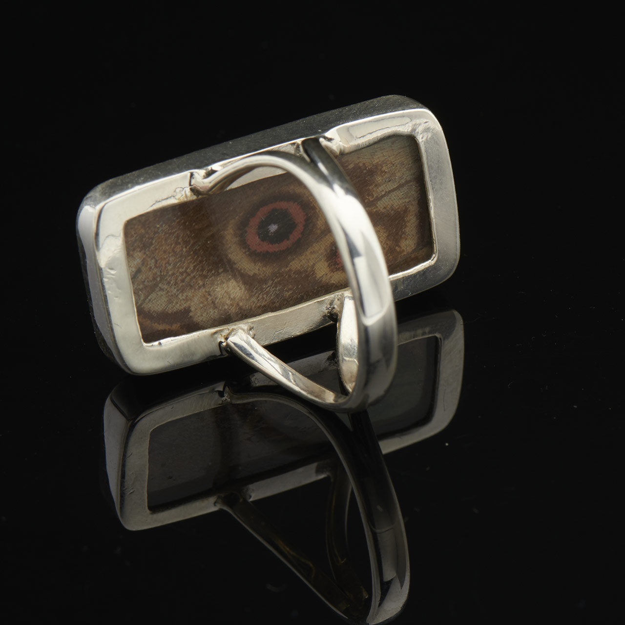 Blue Morpho Fine Silver Rectangle Ring