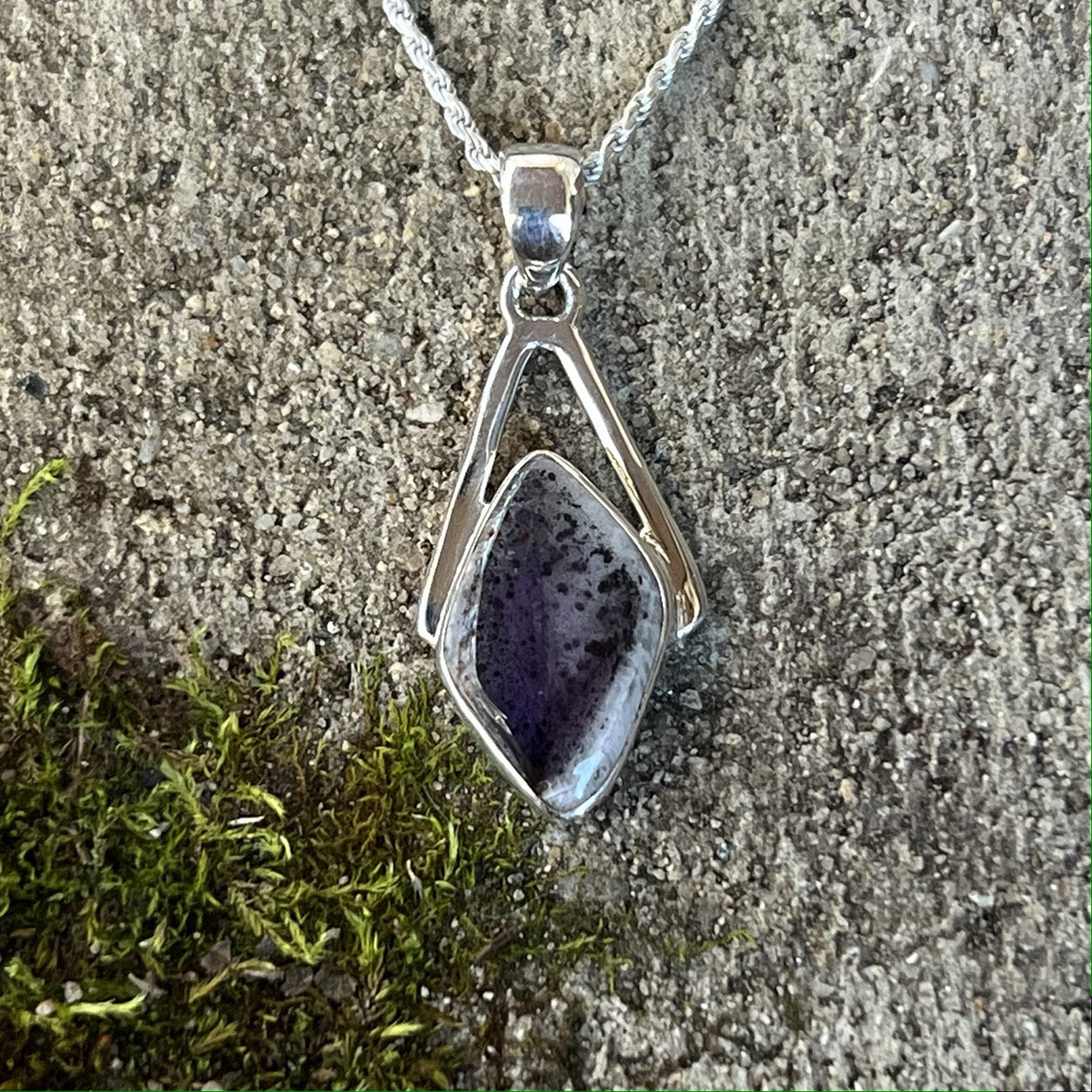 Auralite 23 Crystal Wishbone Pendant Sterling Silver
