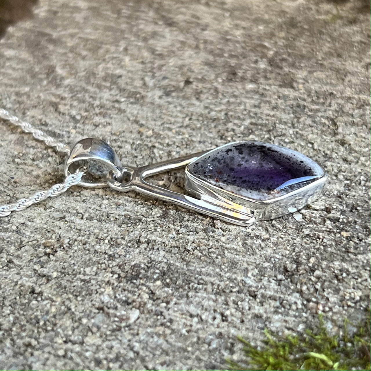 Auralite 23 Crystal Wishbone Pendant Sterling Silver