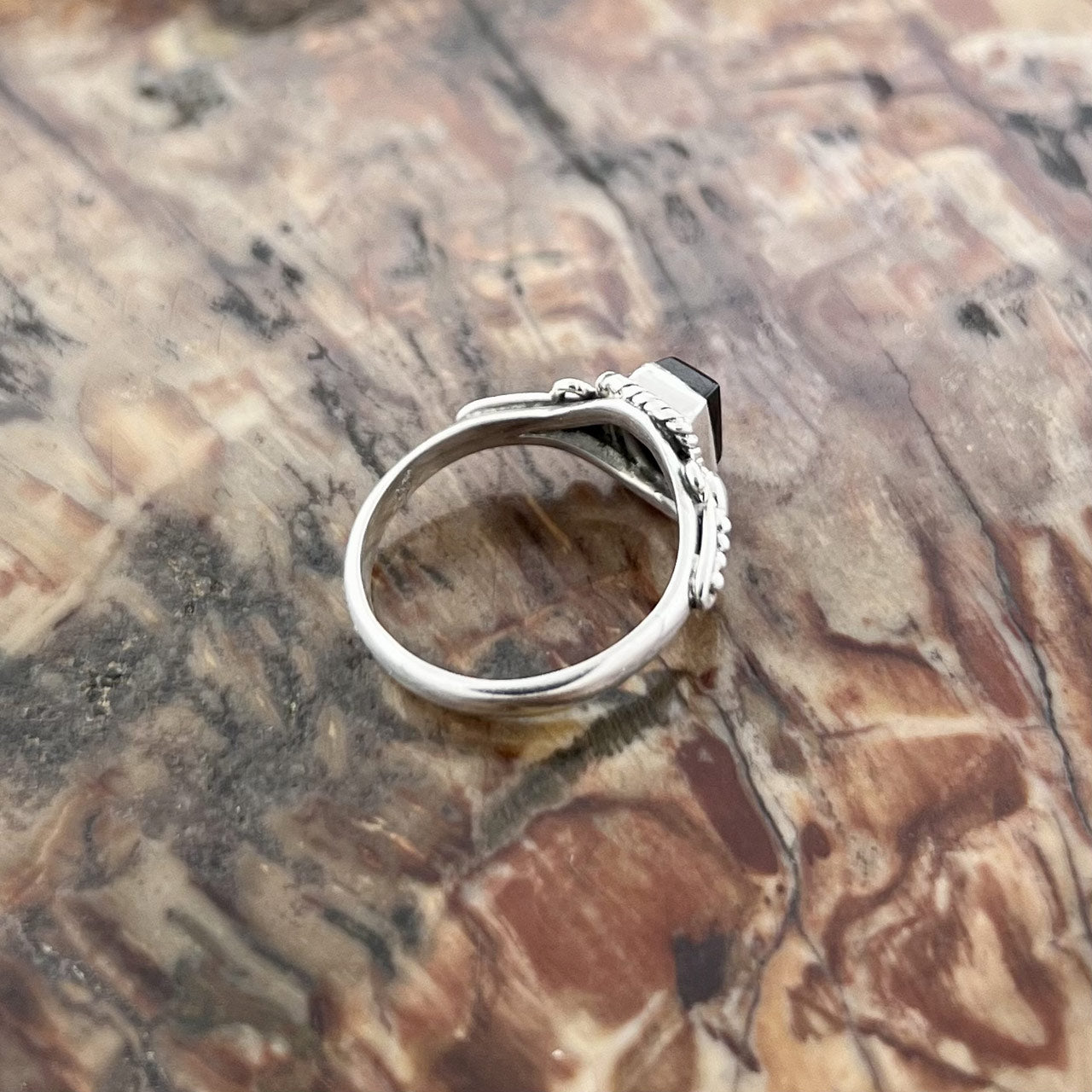 Black Obsidian Orion Sterling Silver Ring