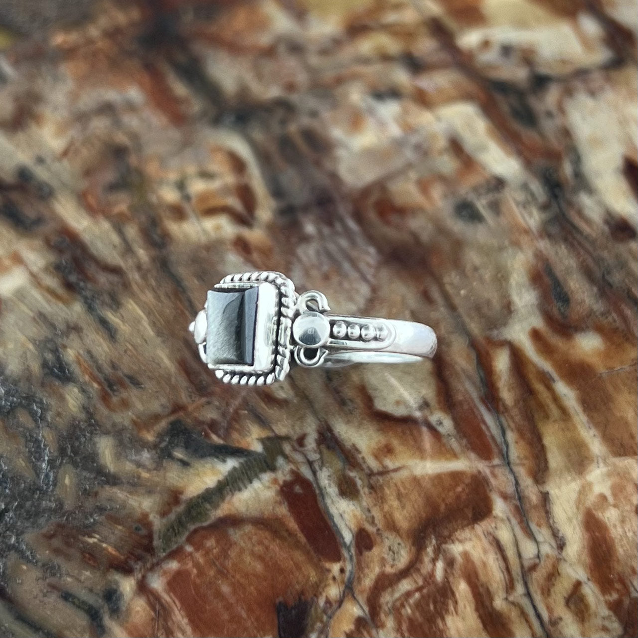 Black Obsidian Orion Sterling Silver Ring