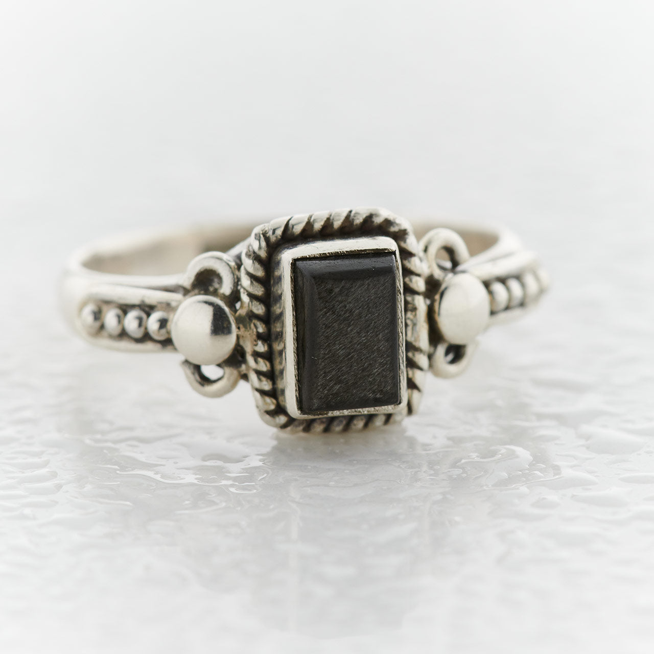 Black Obsidian Orion Sterling Silver Ring