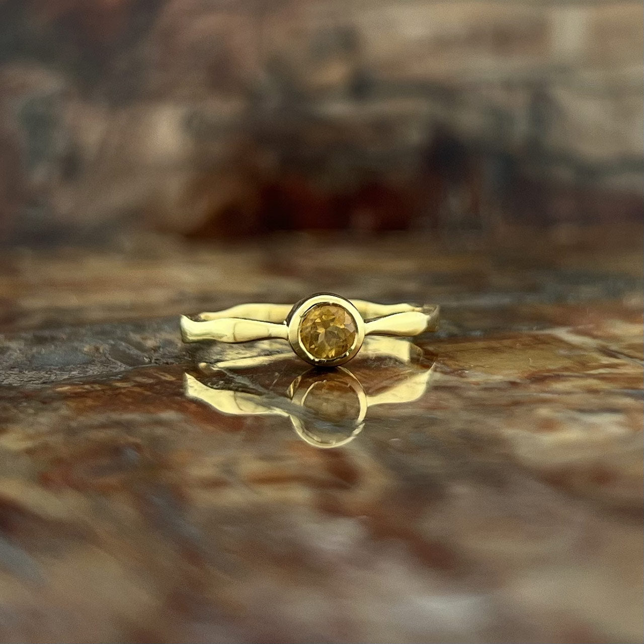 Citrine 18K Vermeil Gold Wavy Ring