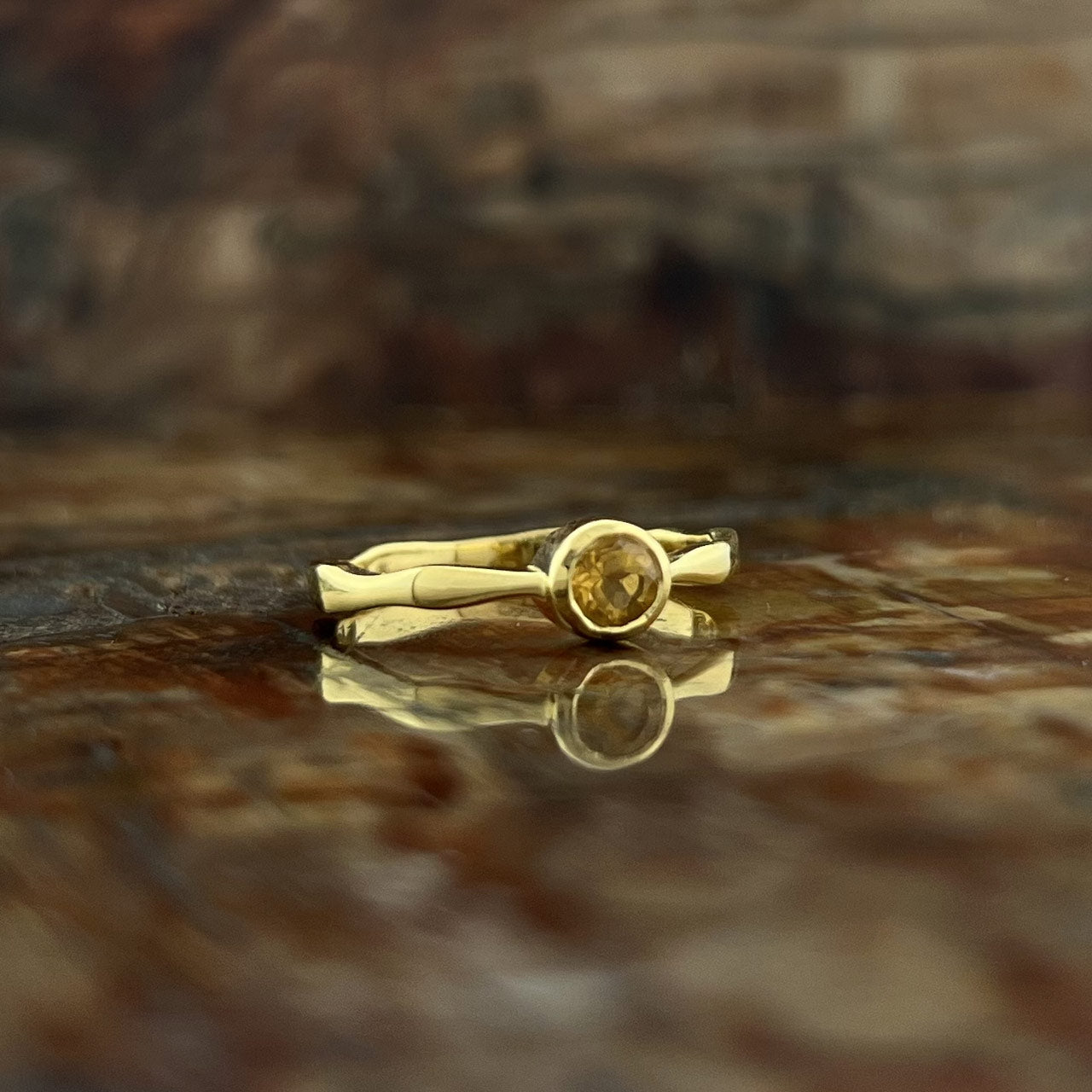 Citrine 18K Vermeil Gold Wavy Ring