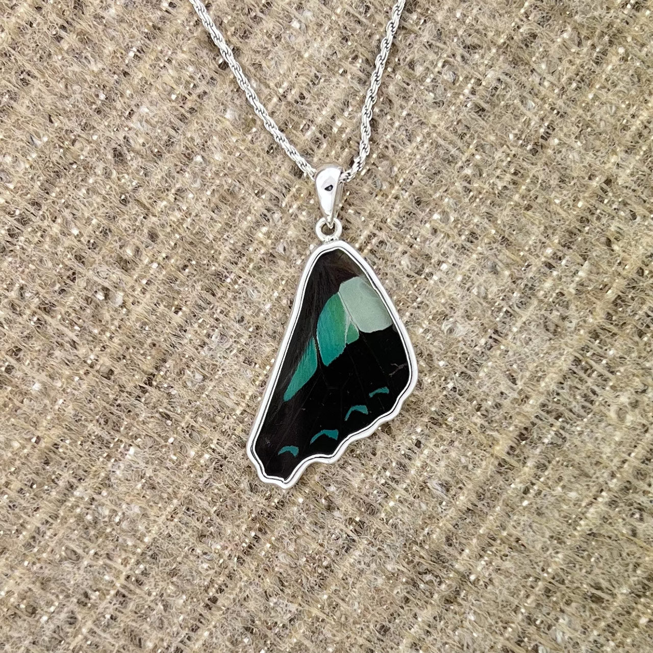 Blue Bottle Sm Hindwings Fine Silver Pendant