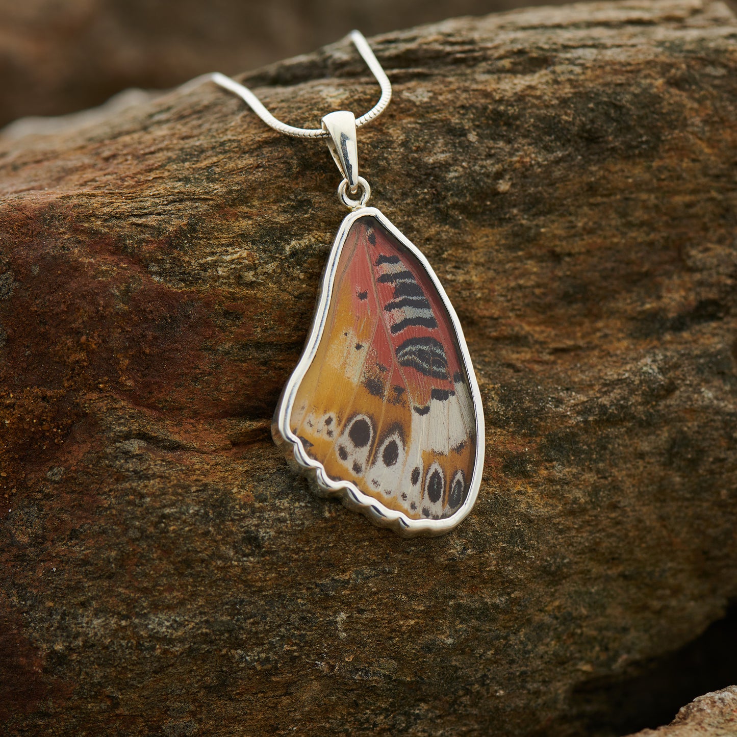Leopard Lacewing Fine Silver Pendant