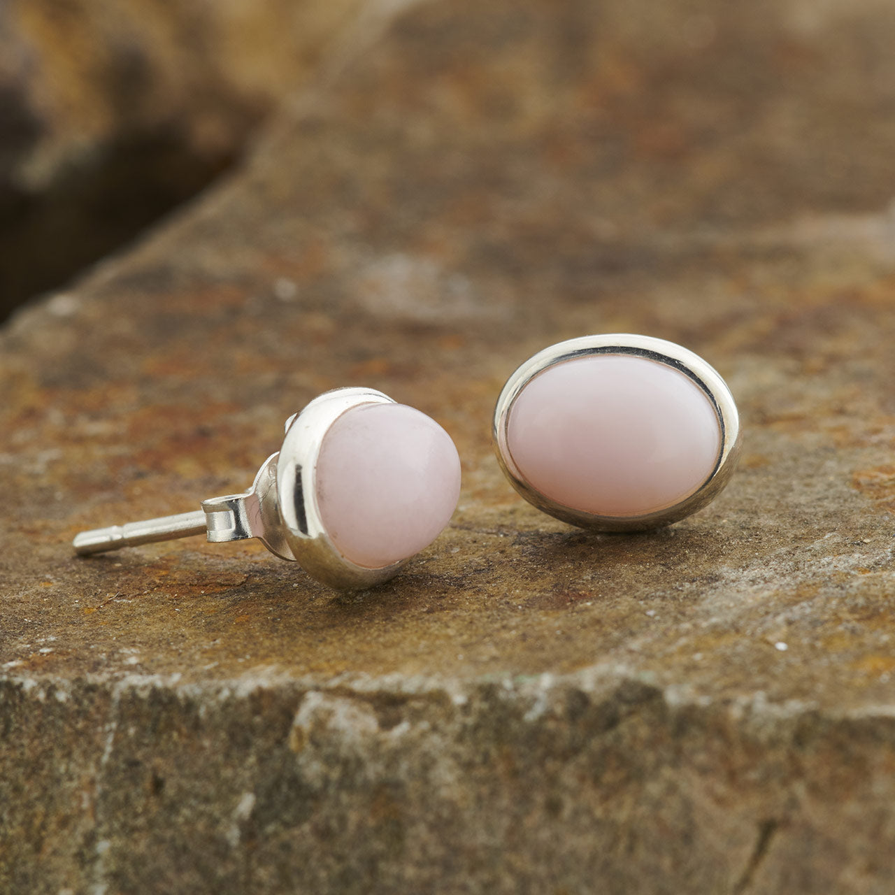 Pink Opal Sterling Silver Stud