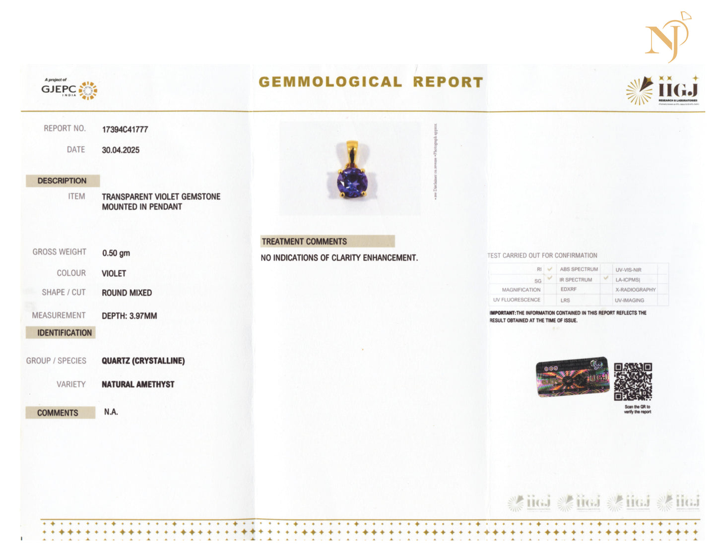 Amethyst Everyday Gold Pendant