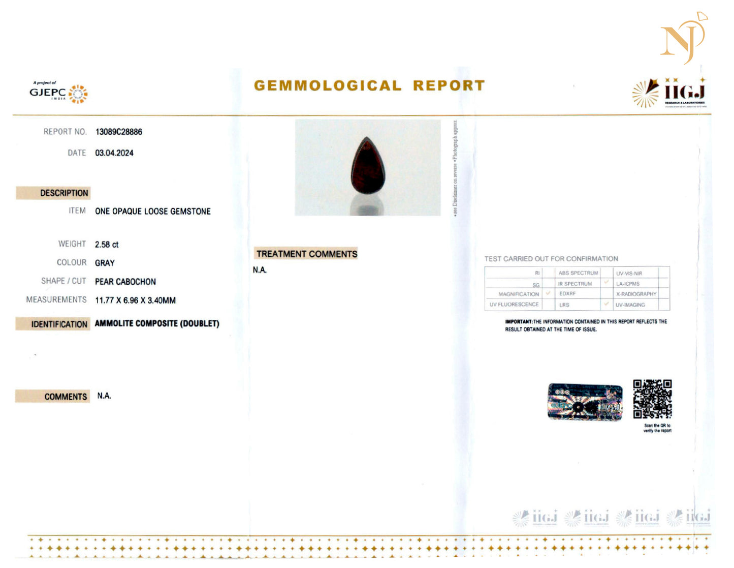 Ammolite Certification
