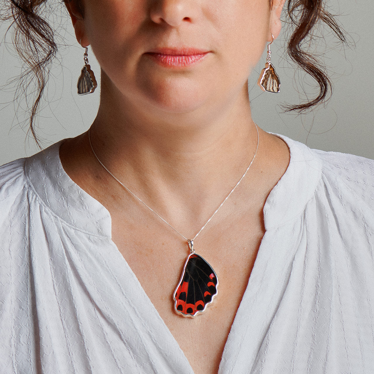 Scarlet Mormon Fine Silver Sm Hindwing Pendant