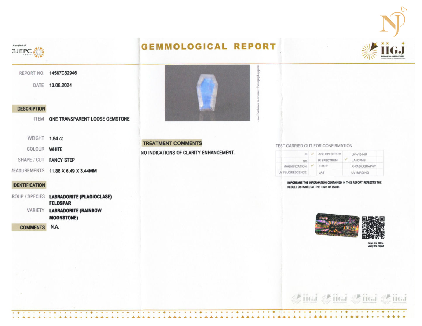 Blue Fire Moonstone Sterling Silver Coffin Pendant