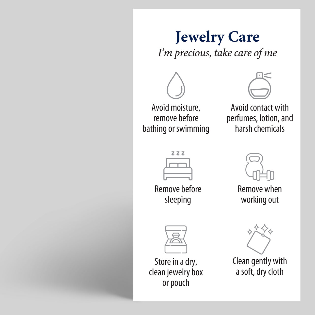 Jewelry Care Cards 5 Pk