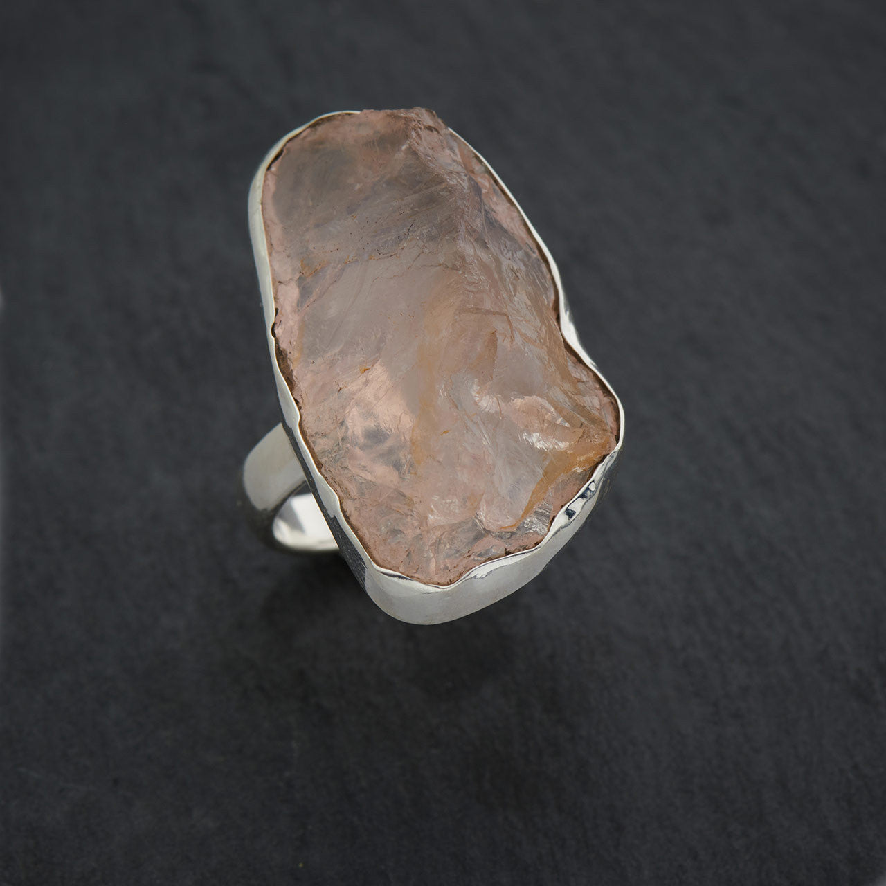 Rose Quartz Sterling Silver Statement Ring