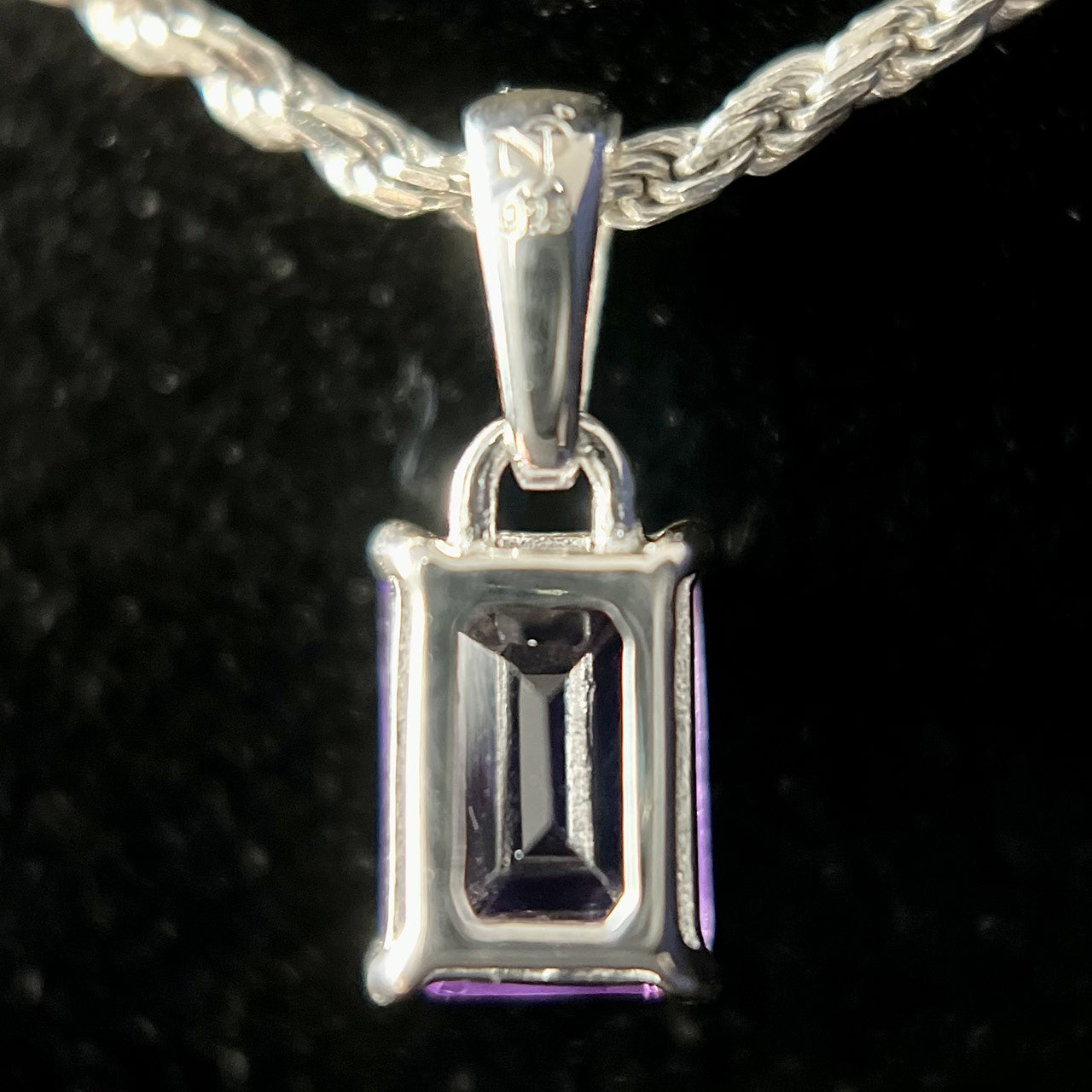 Amethyst Sterling Silver 5X7 Rectangle Pendant