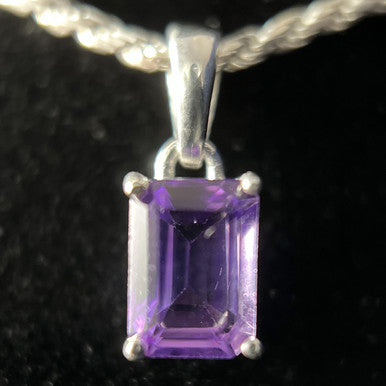 Amethyst Sterling Silver 5X7 Rectangle Pendant